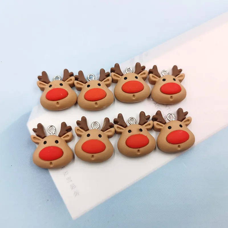 Christmas Deer Resin Fruit Charms Set Of 10 For DIY Jewelry Making